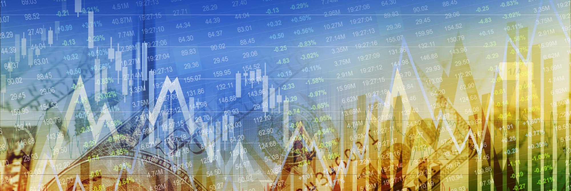 Graph charts and numbers from financial markets