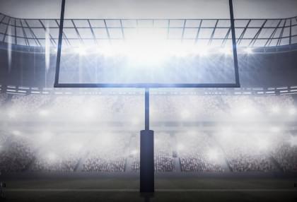 A generic image of a football goal with two helmets