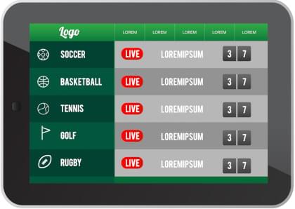 A generic sports betting application on a tablet